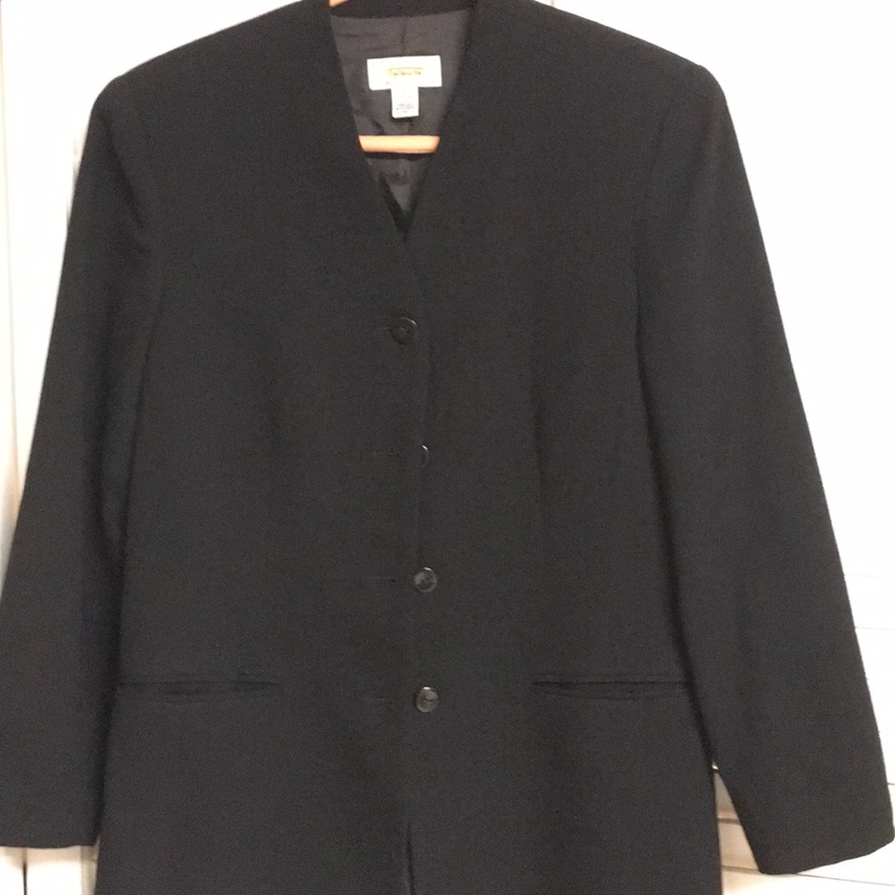 TALBOTS LIKE NEW Black wool blazer petite size 8P career tailored business